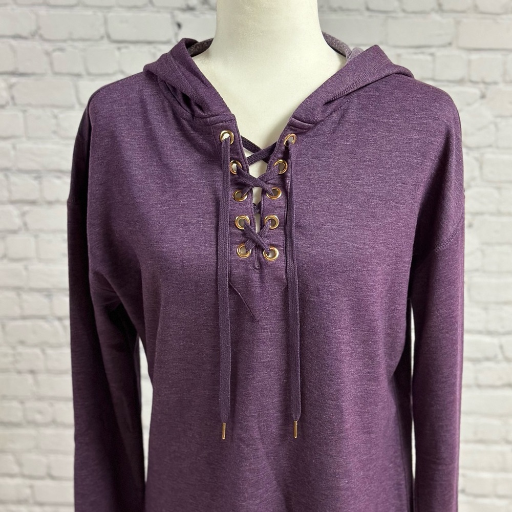 FREE2B Woman’s Purple Hooded Sweatshirt Size L - Picture 2 of 9